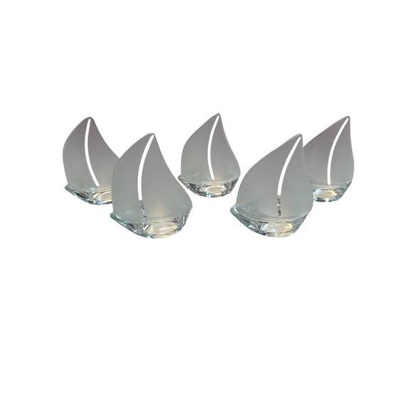 Kate Aspen Other - Kate Aspen frosted glass sailboat tealight candle holder -4"  tall ‎ Bundle Of 5